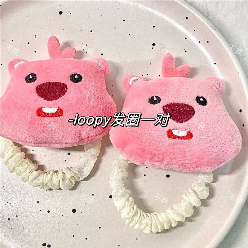 可爱少女心刘海夹边夹头绳卡通日韩软妹发卡Loopy小海狸发夹发绳