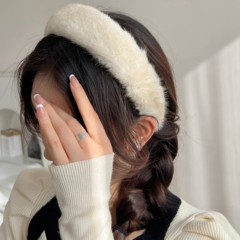 气质法式毛绒发箍女款高端发卡高颅顶宽边头箍秋冬高级感糖果色