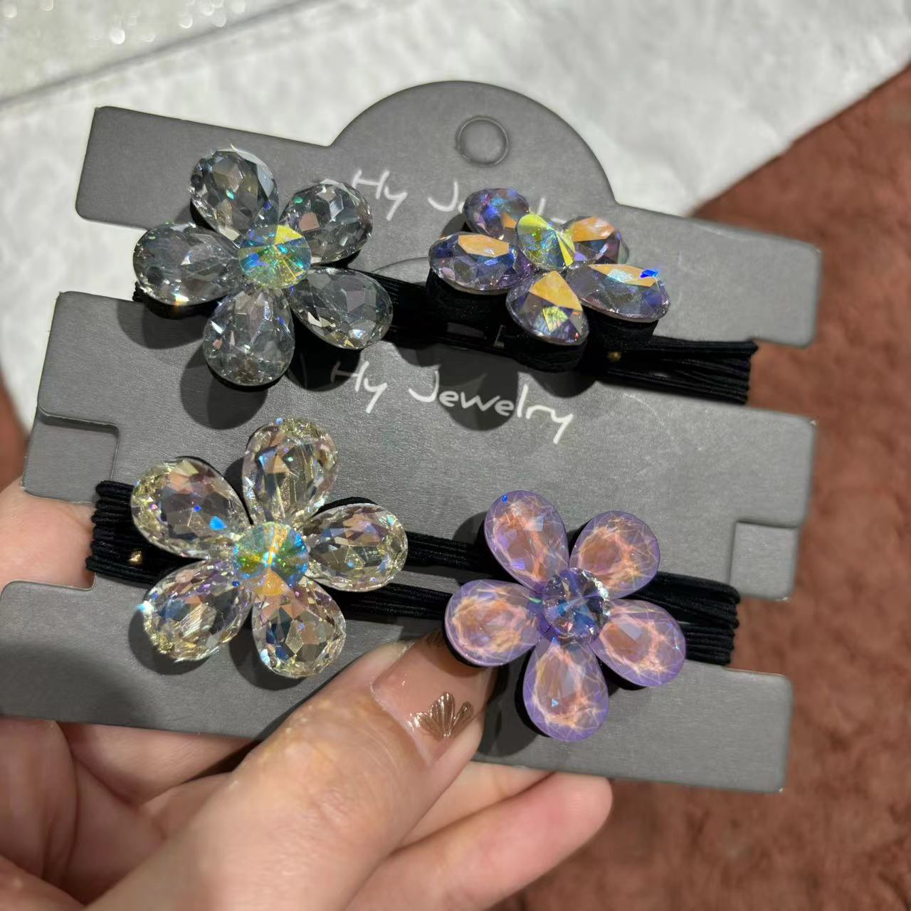 超推荐！梦幻感冰透小花夏季超闪时尚发绳 AF-8492