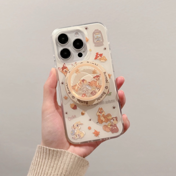 可爱小鹿松鼠摇摇乐磁吸壳适用iphone16Promax苹果14手机壳15磨砂