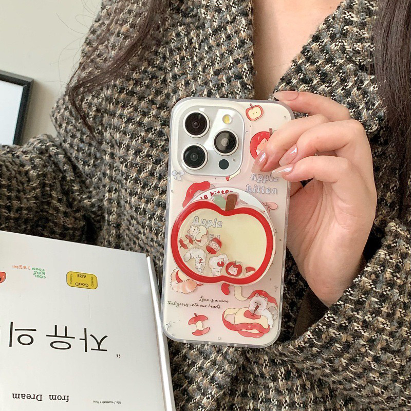 可爱苹果猫咪摇摇乐磁吸支架适用iphone17Promax苹果16手机壳磨砂