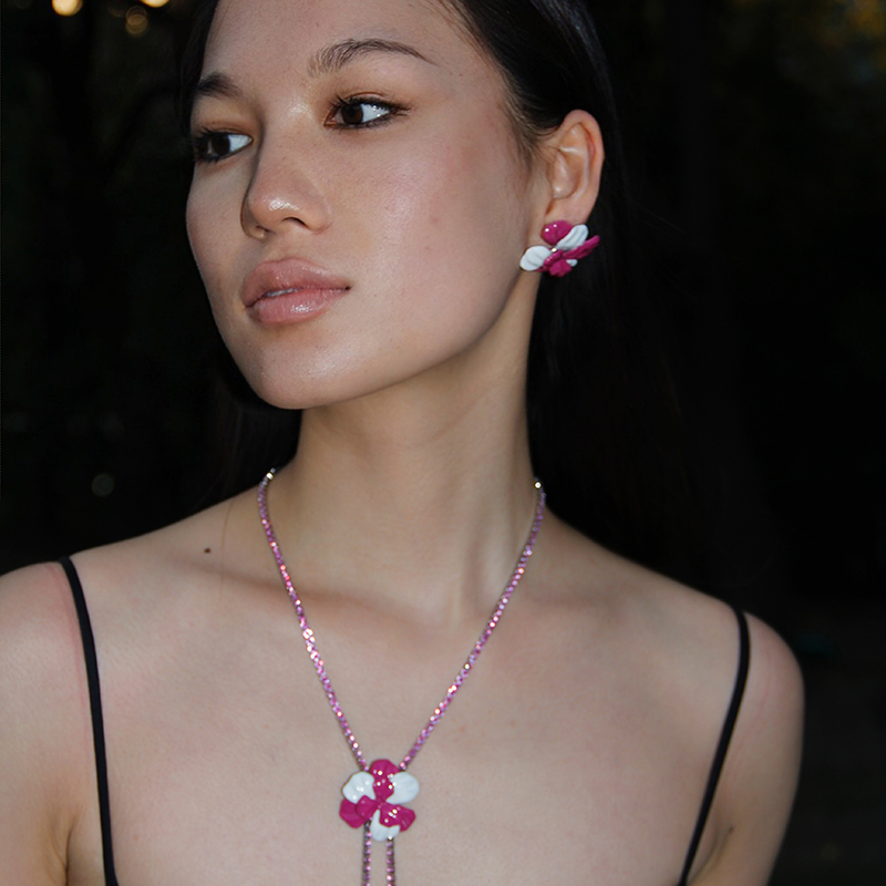 合金陶瓷耳饰 大丽花经典耳环