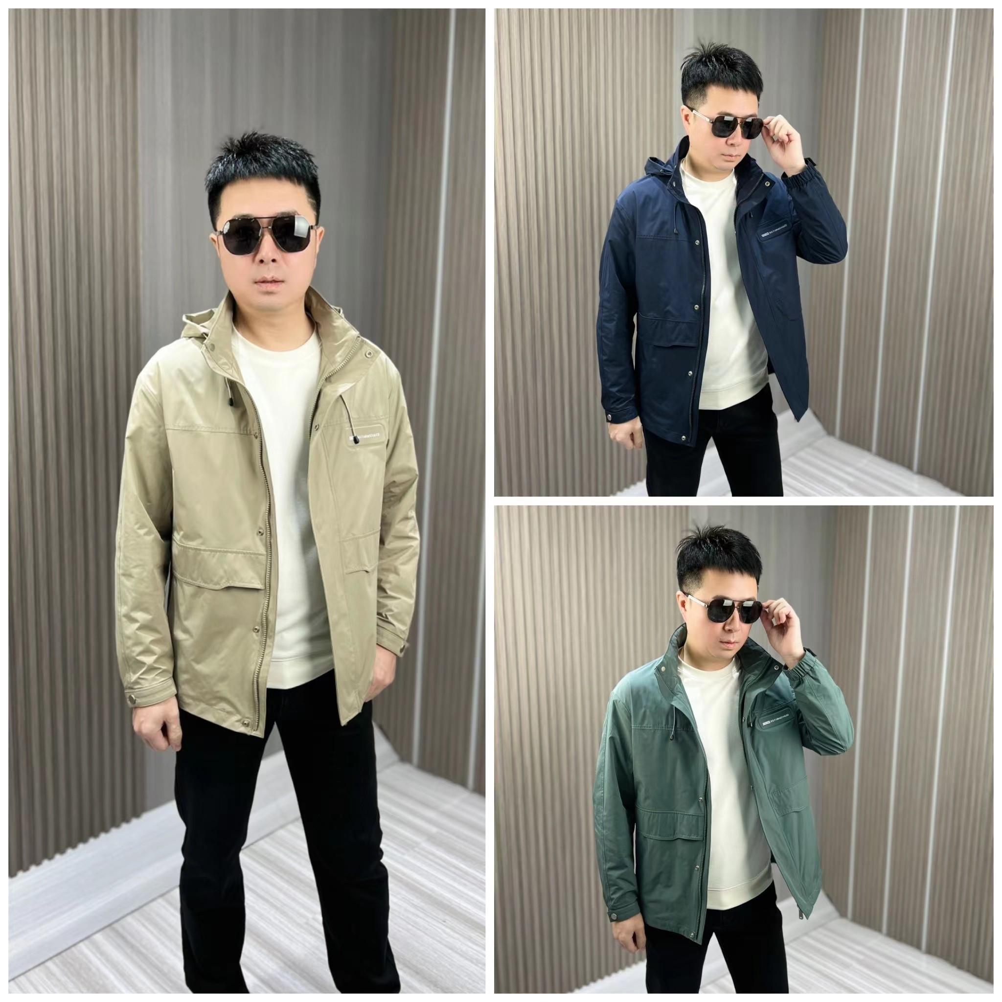 【大叔严选】轻户外风商务休闲夹克连帽可脱卸2306男士纯色透气百搭