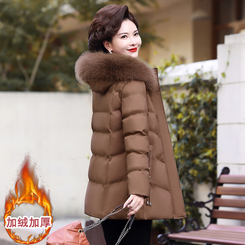 中老年妈妈中长款加绒加厚棉衣外套女冬季中年短款小棉袄保暖棉服