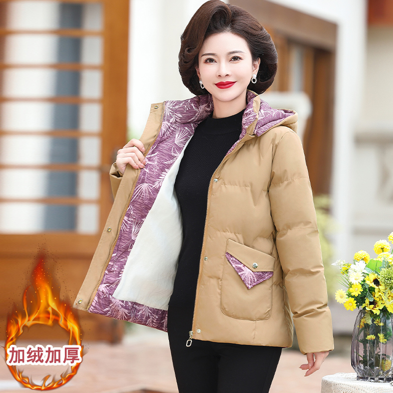 中老年妈妈短款棉服女2025冬季新款中年加绒加厚棉衣保暖棉袄外套