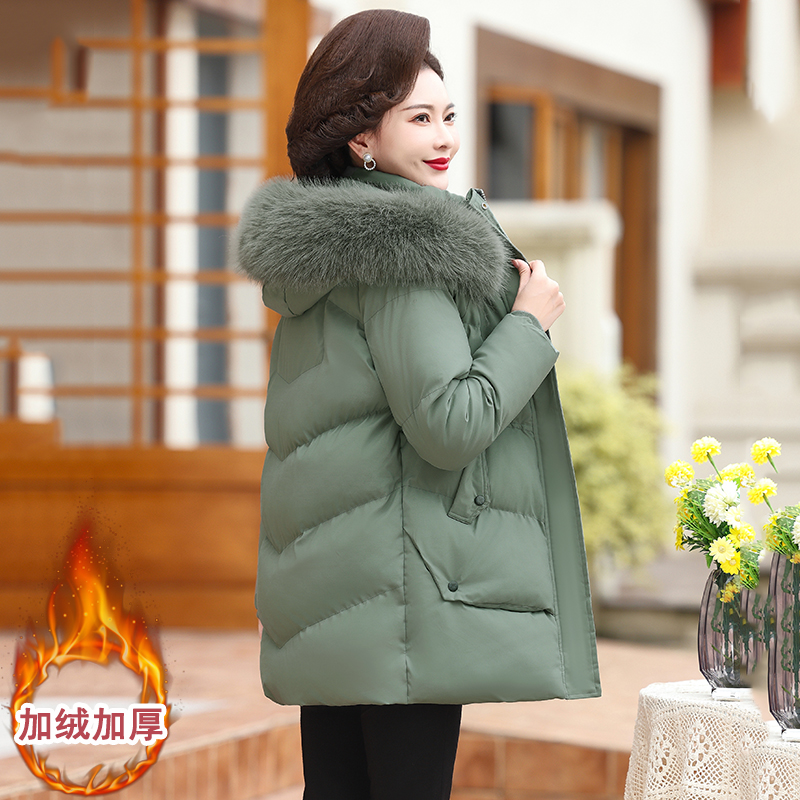 中老年妈妈中长款棉服女2025冬装新款棉衣加绒加厚小棉袄短款外套