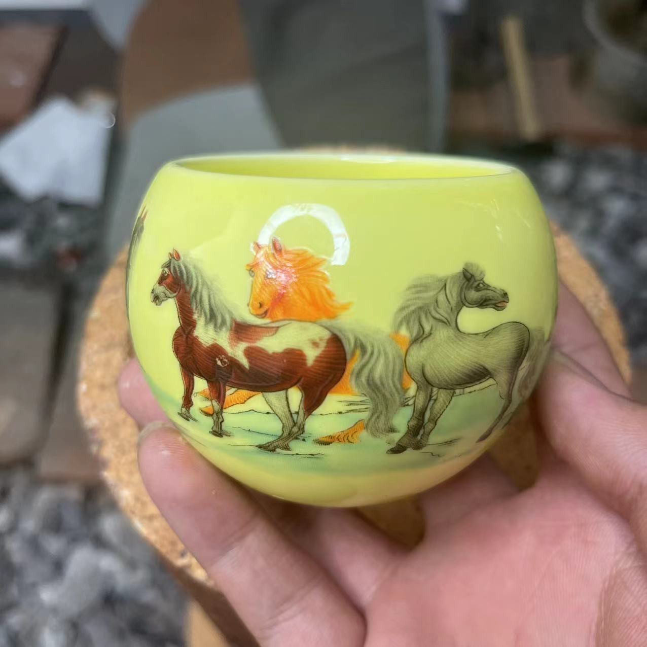 手工茶器 八骏图主人杯