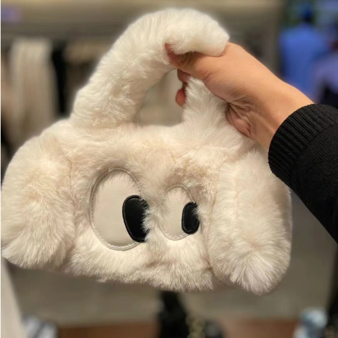 小狗毛毛包24冬新款包包秋冬卡通毛绒时尚女士单肩斜挎肩手提包