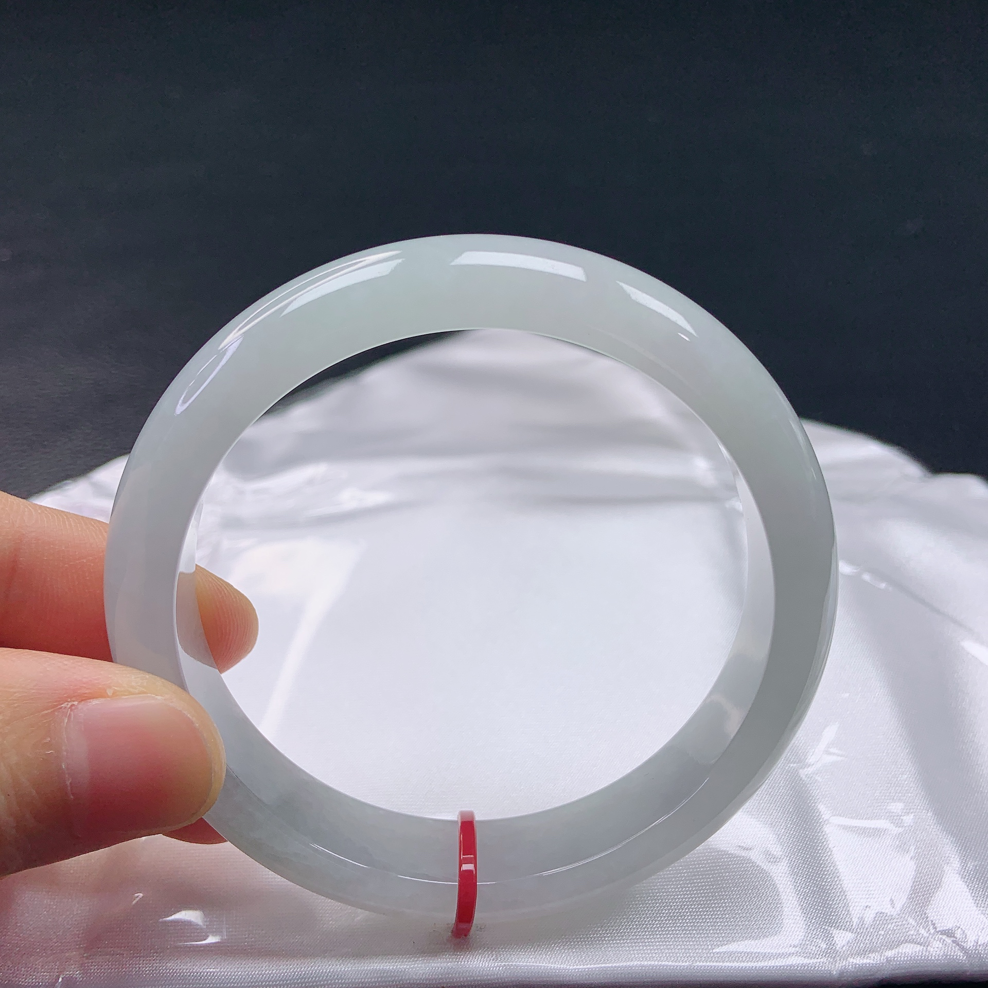 56➕圈冰种白月光翡翠宽边手镯缅甸天然a货经典百搭白色女款平安镯