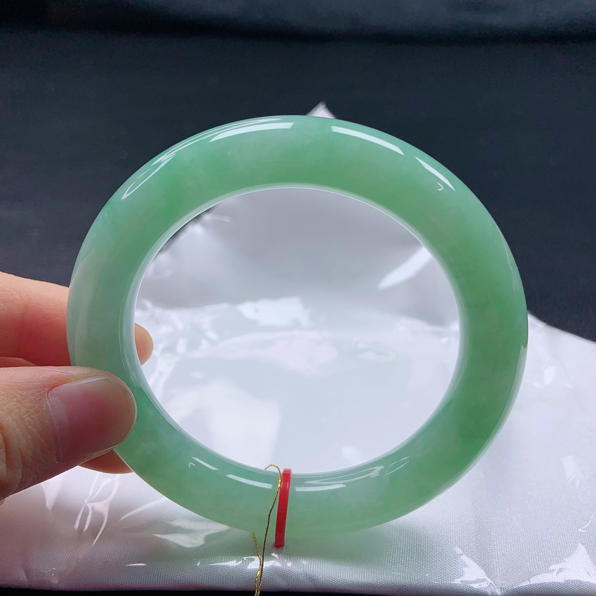 59➕圈冰种满绿清甜翡翠（圆镯）缅甸天然a货胖圆福镯高级经典