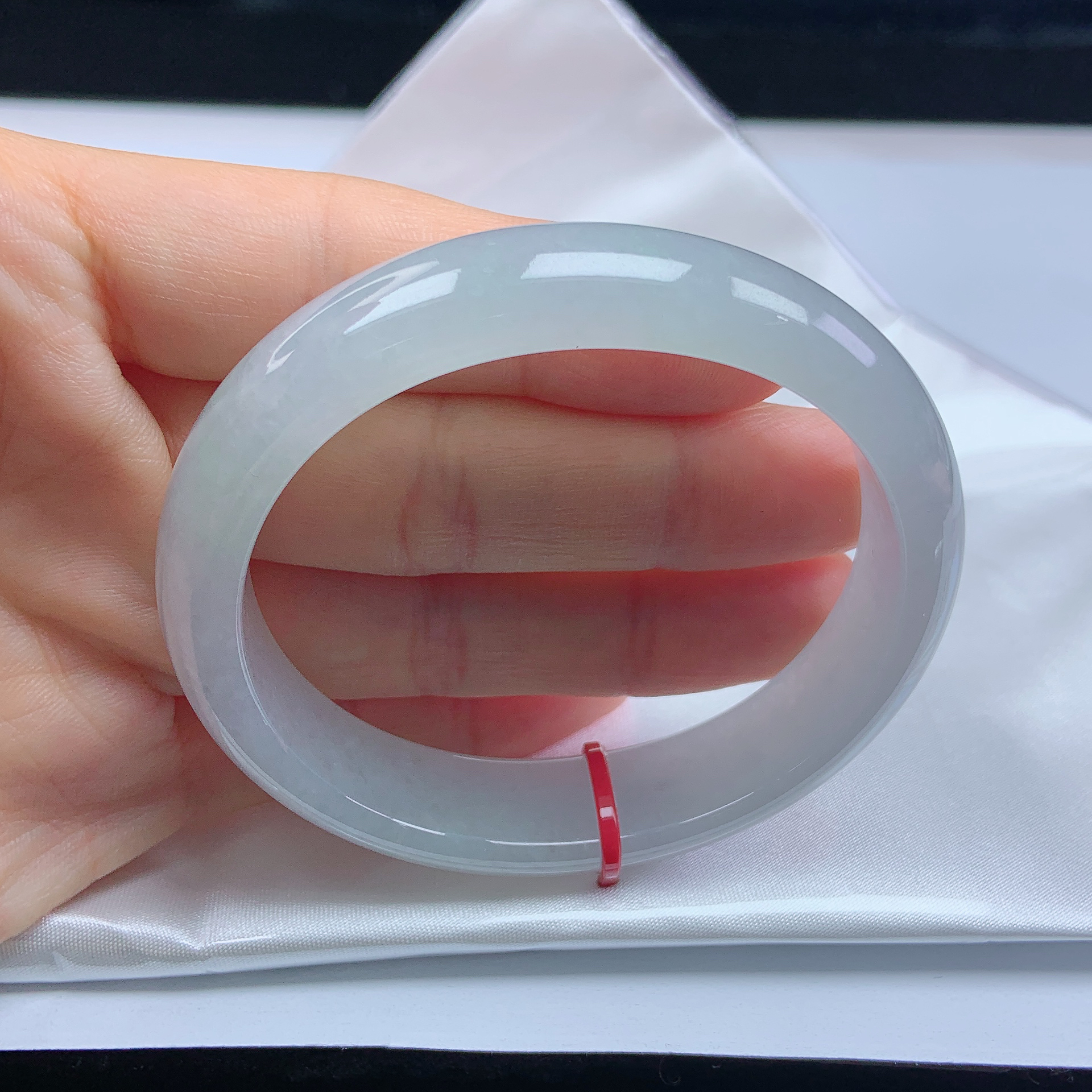 56➕圈口缅甸天然a货翡翠紫韵底胶润贵妃手镯时尚大气女款贵妃镯