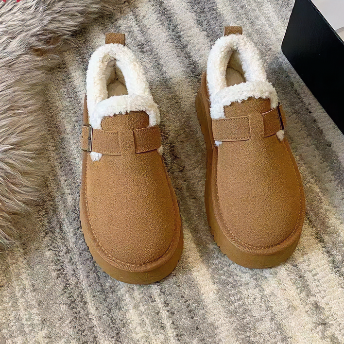 厚底加绒加厚防滑东北雪地靴女2024新款冬季豆豆鞋软底保暖棉鞋女