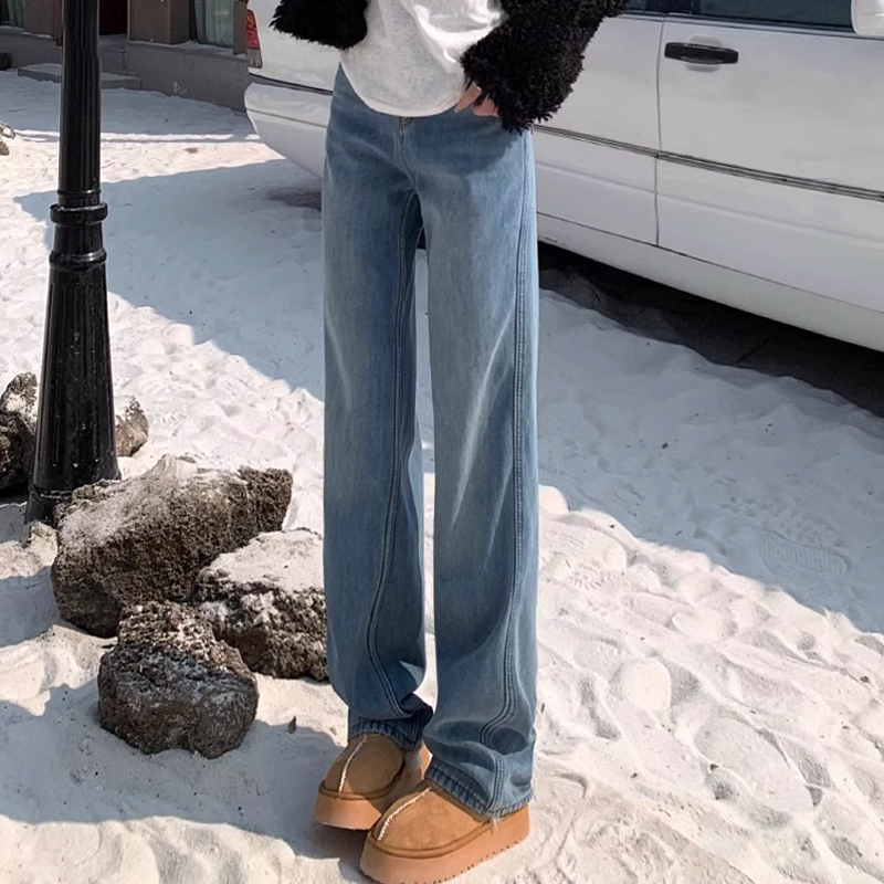 佩启孕妇拖地裤秋冬阔腿裤宽松遮肉拖地裤百搭高腰托腹孕妇牛仔裤