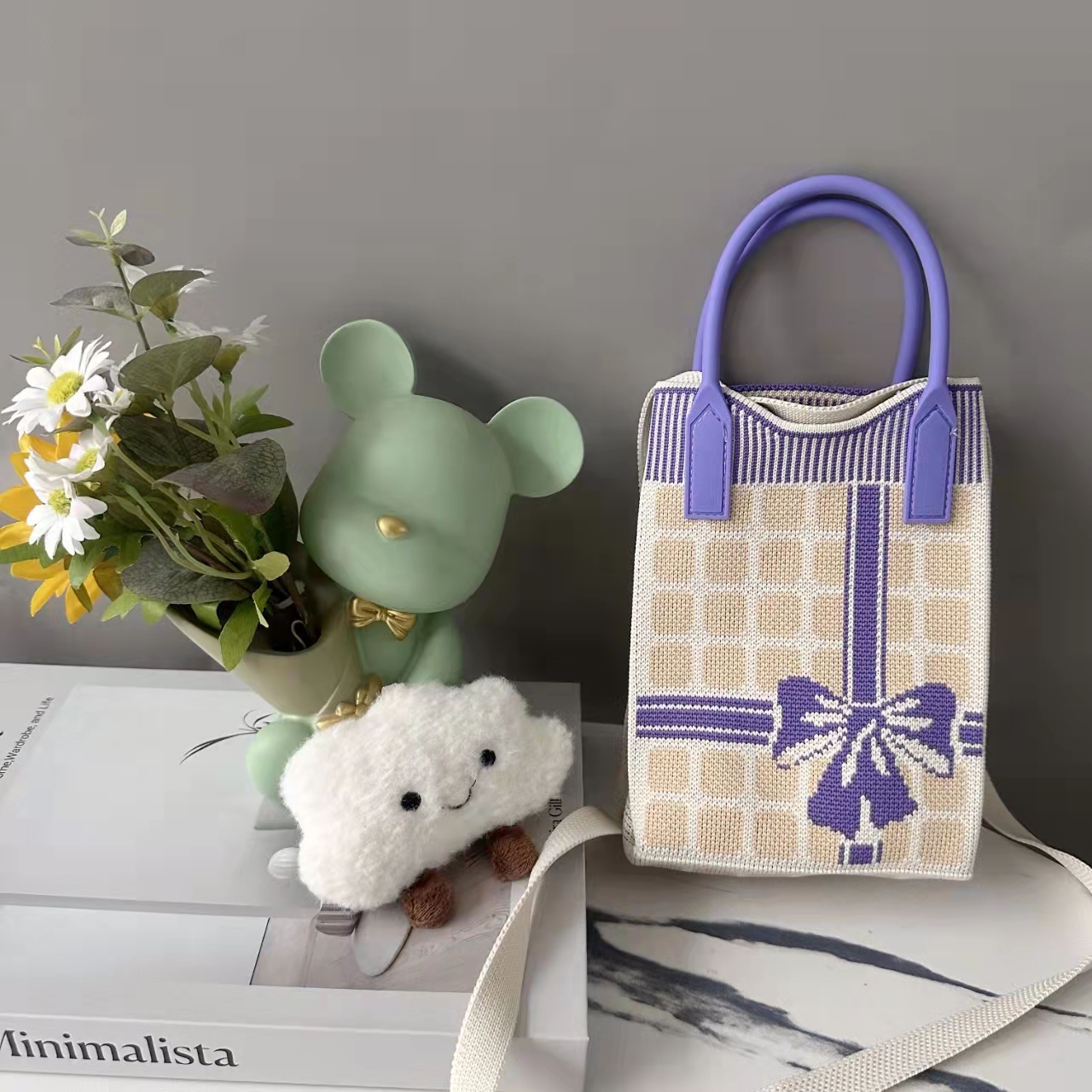 迷你手机针织袋小水杯包环保袋针织手机包斜挎包