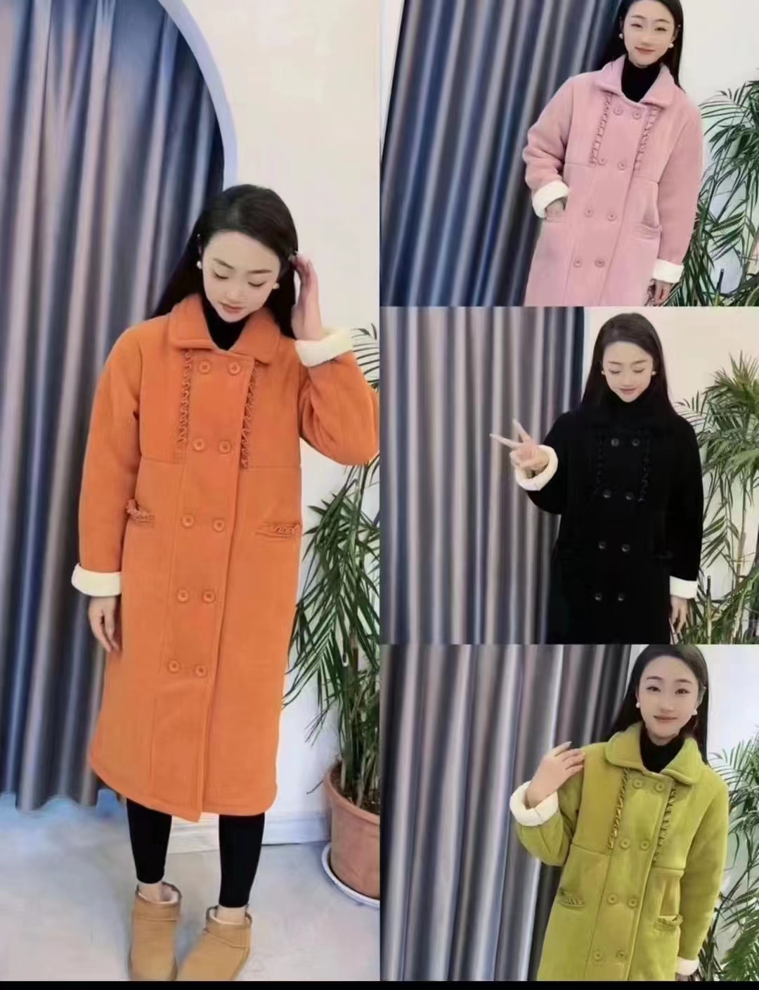 大秀家双排扣韩系花边加厚可外穿家居服