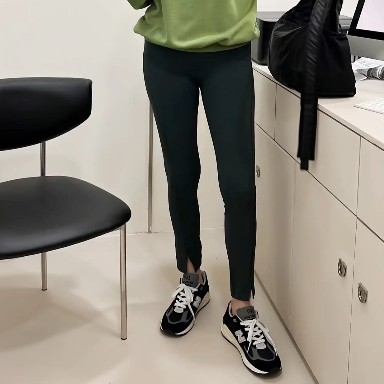 widelia秋季新款弹力修身开叉瑜伽裤女高腰显瘦外穿打底裤9107