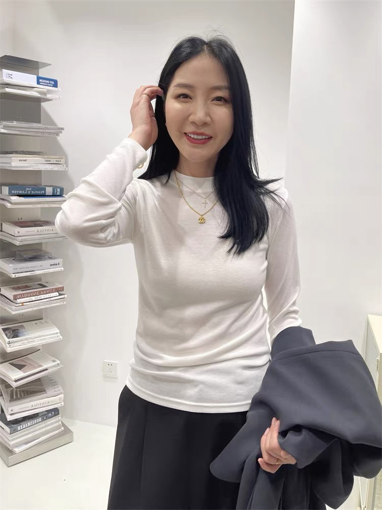 新款秋冬半高领打底衫女显瘦百搭纯色长袖小立领T恤洋气内搭女款