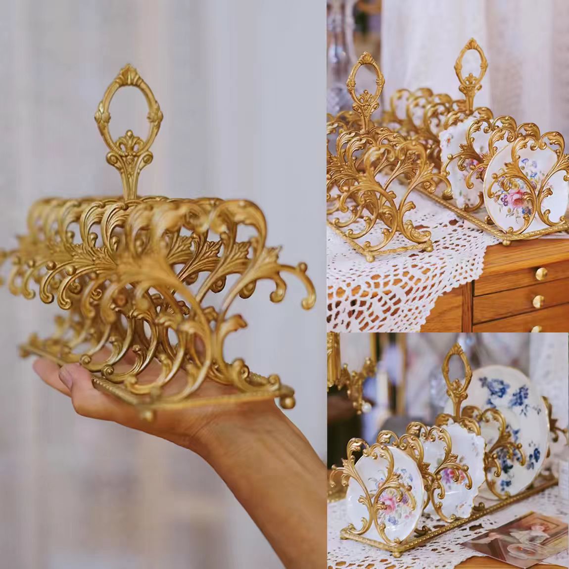 黄铜盘架收纳摆件（不含盘子）