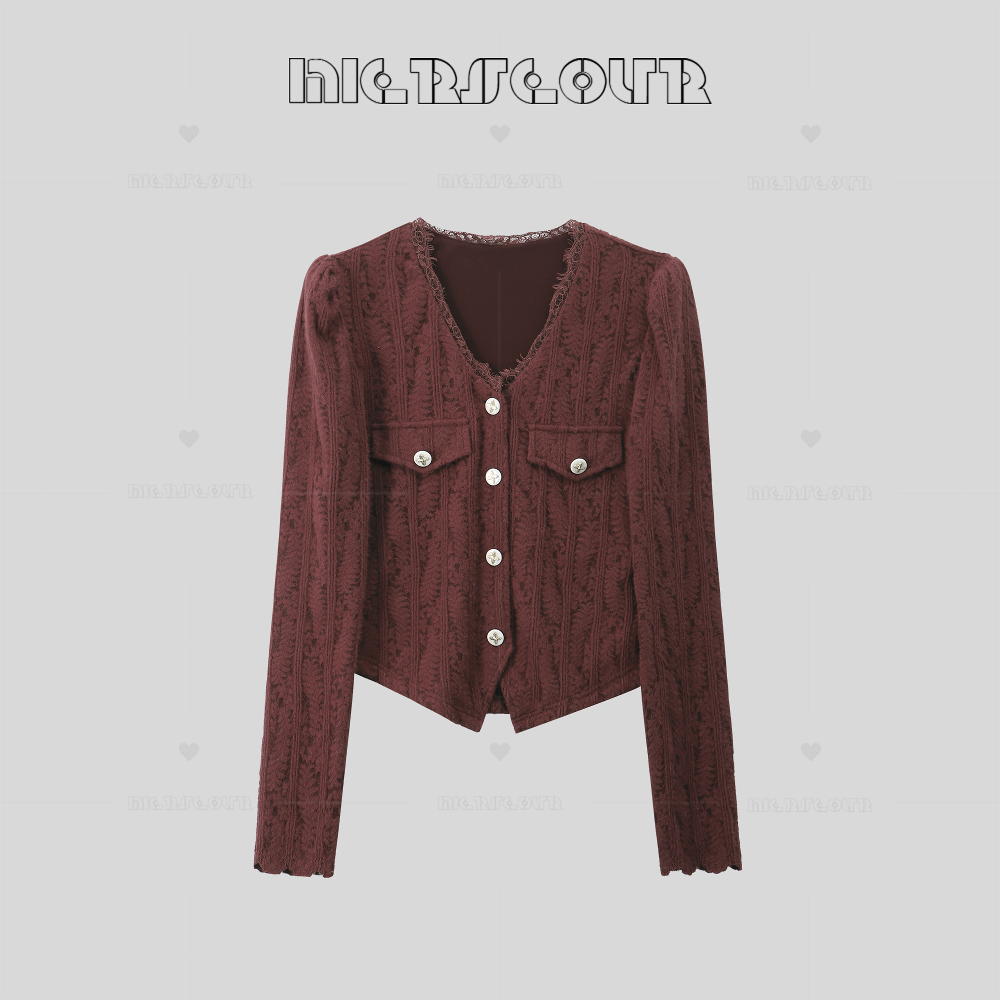 冬季新款优雅蕾丝磨毛上衣8832163