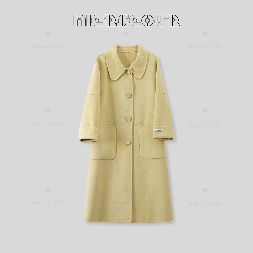 2024秋冬新款少女感翻领长款大衣19099