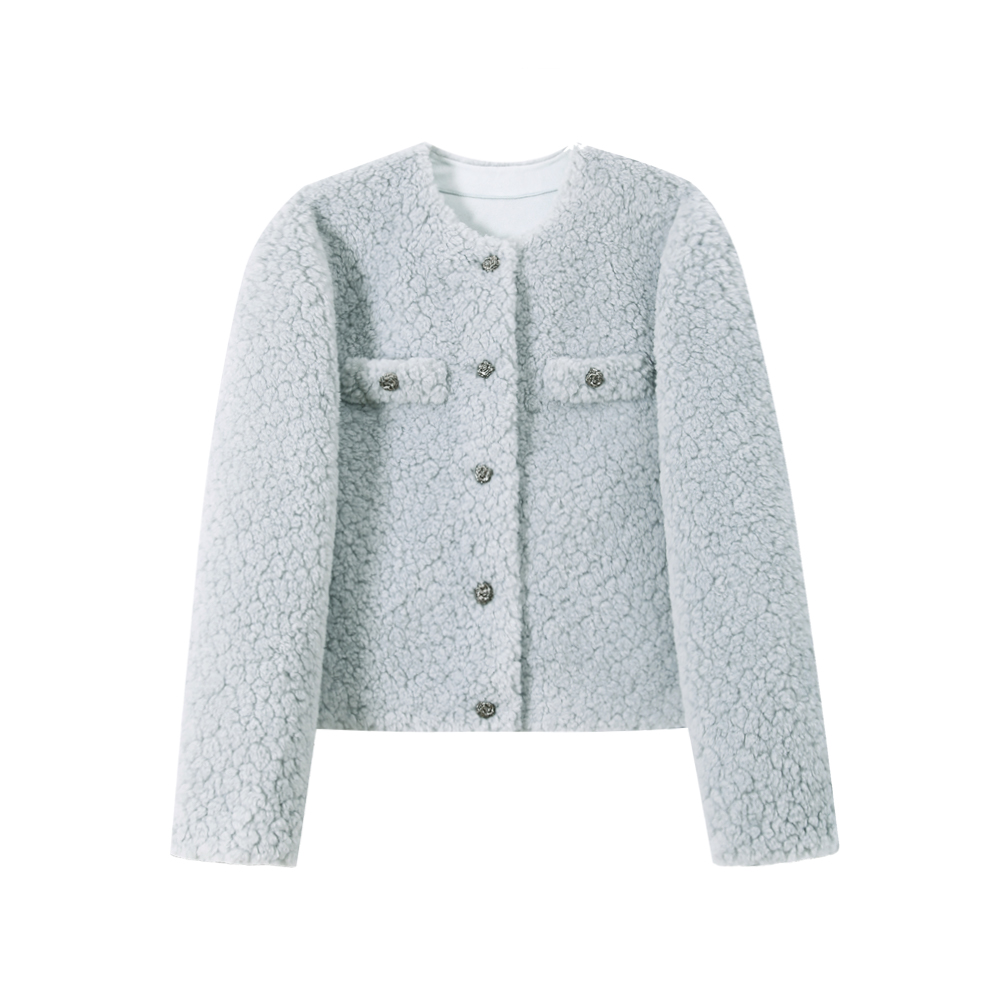 【封后轻奢设计】2024冬季简约圈圈绒气质短款时尚百搭外套8685176