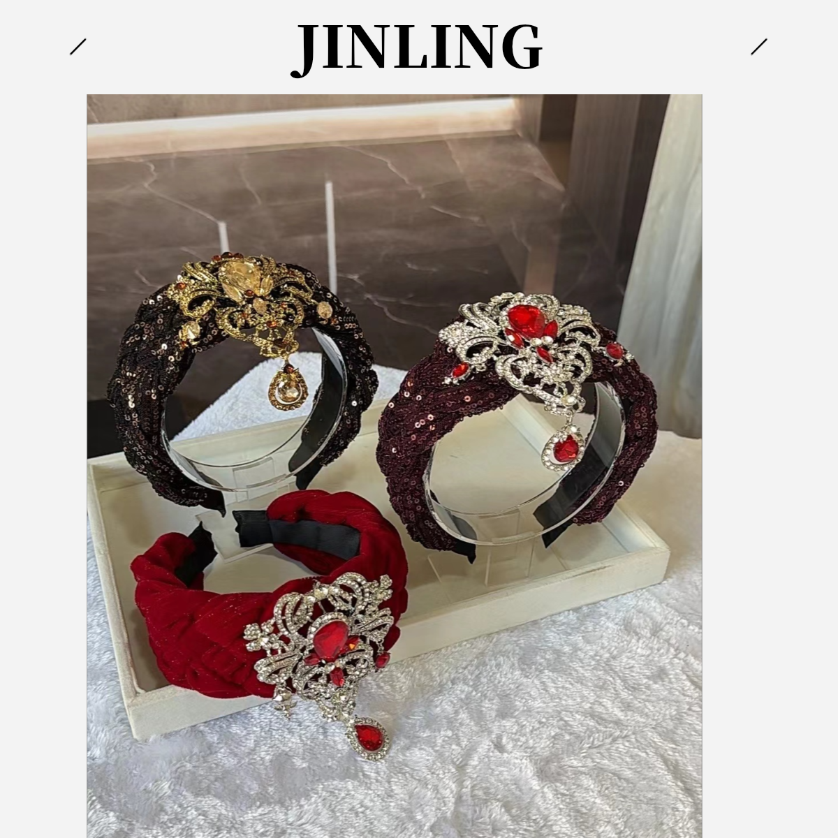 JINLING原创【6018】轻奢华丽贵气感发箍重工精致中古头箍时尚