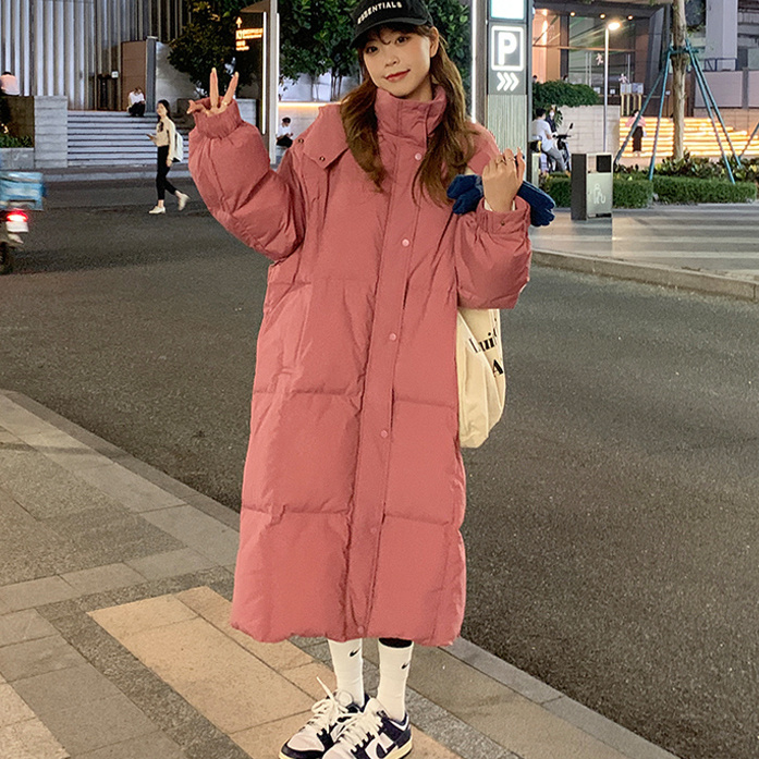 羽绒棉服女中长款过膝韩版宽松面包服棉衣2023年冬季加厚棉袄外套