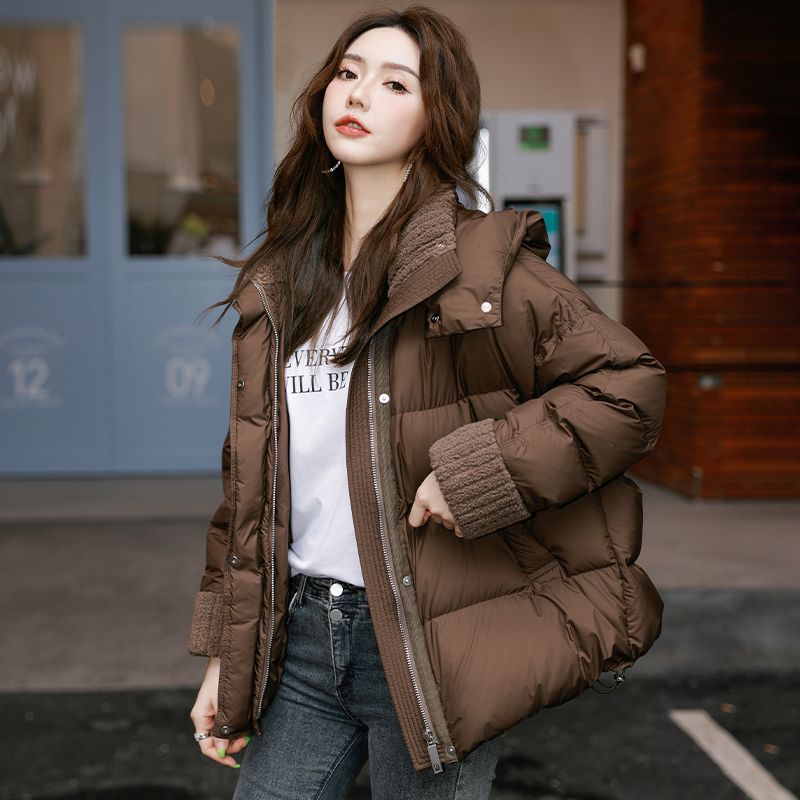 时尚白鸭绒羽绒服女2023冬季新款百搭显瘦韩版宽松白鸭绒短款外套