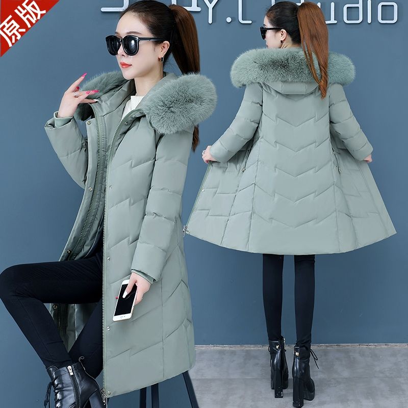 羽绒服女中长款2023冬装新款加厚保暖时尚修身显瘦女装大毛领外套