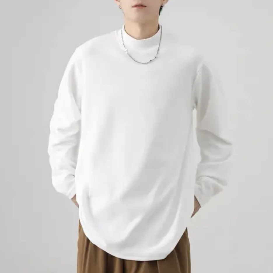 【2件/打底加绒】双面绒加厚保暖圆领中高领打底衫纯色男女磨毛内搭