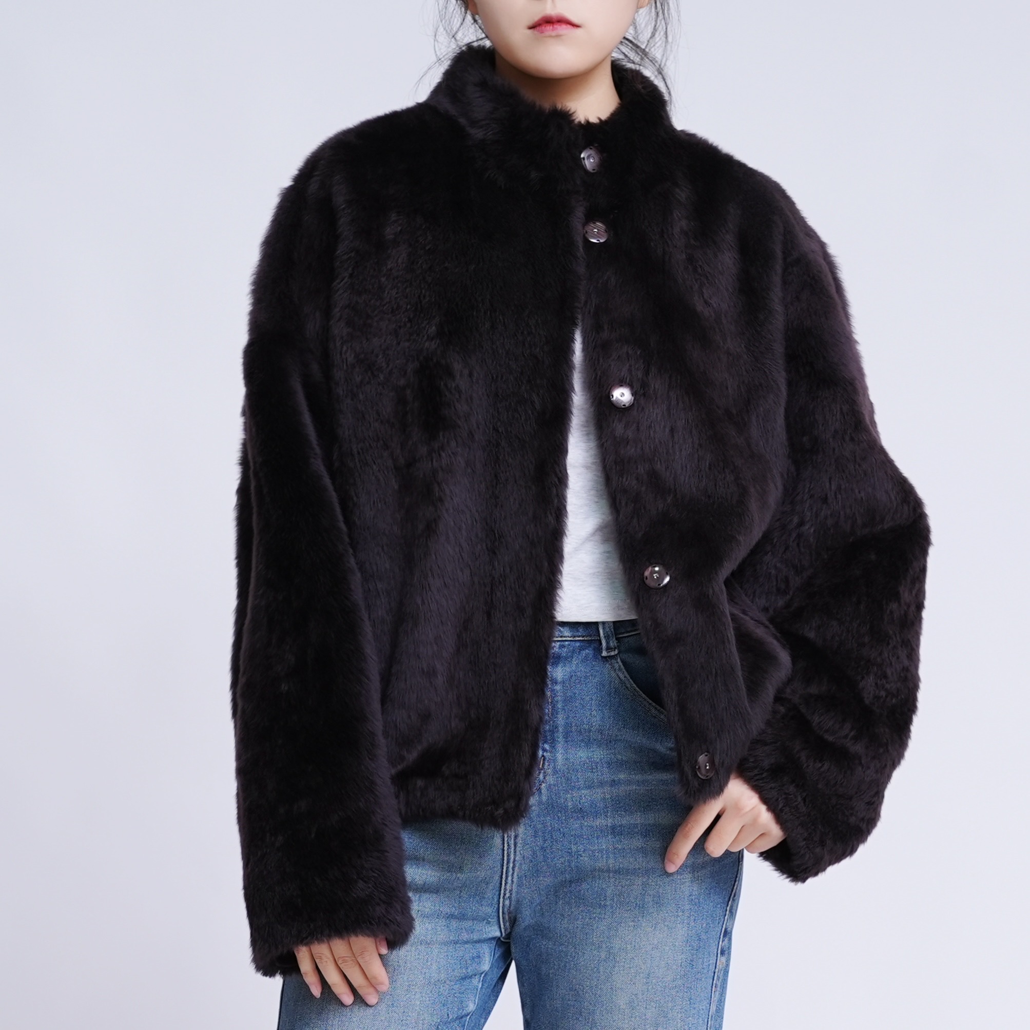 时髦精新宠 进口拉贡皮毛一体新中式皮草质感外套显瘦轻盈 4069