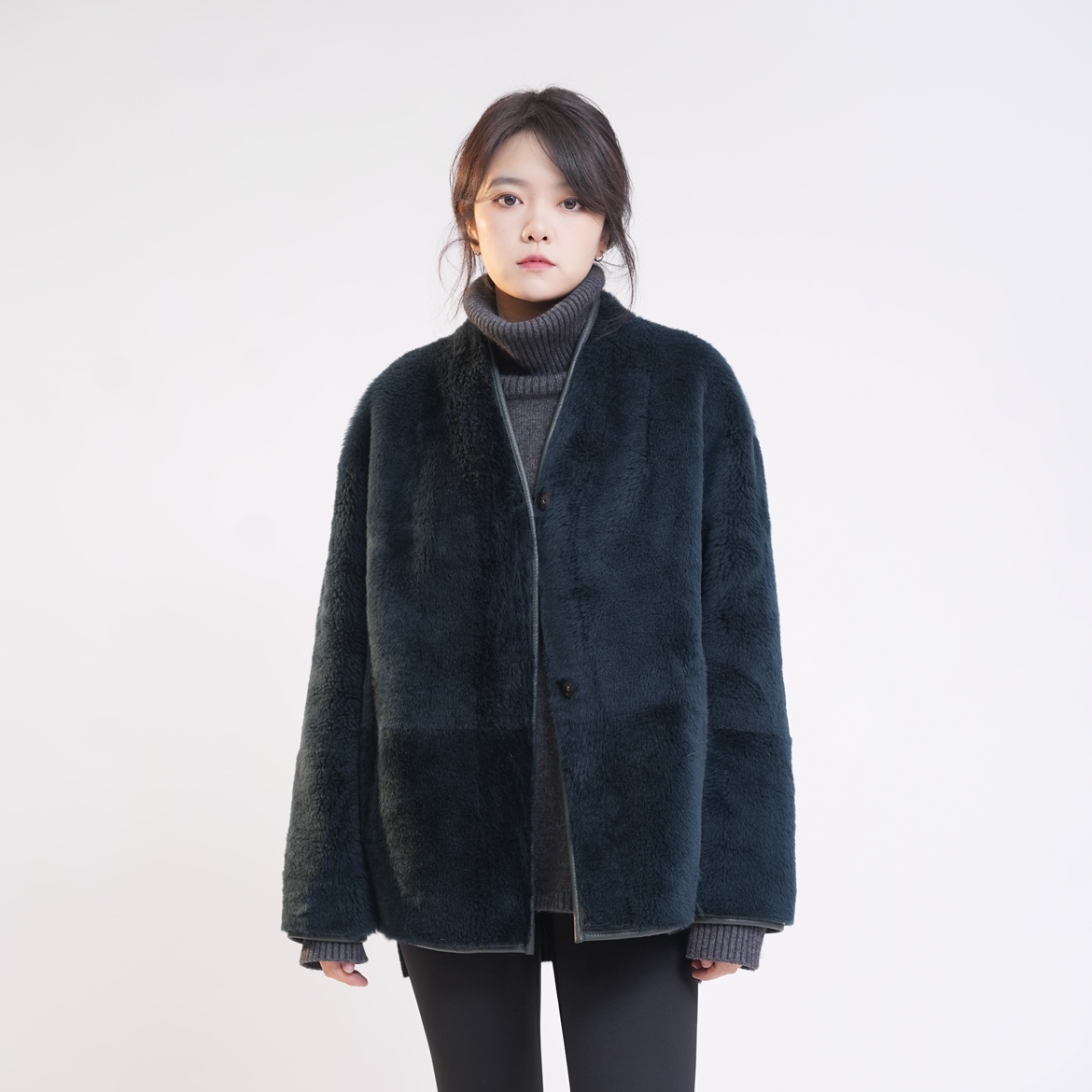 风华 进口小美利奴皮毛一体双面穿外套轻奢柔软皮草大衣保暖 4071