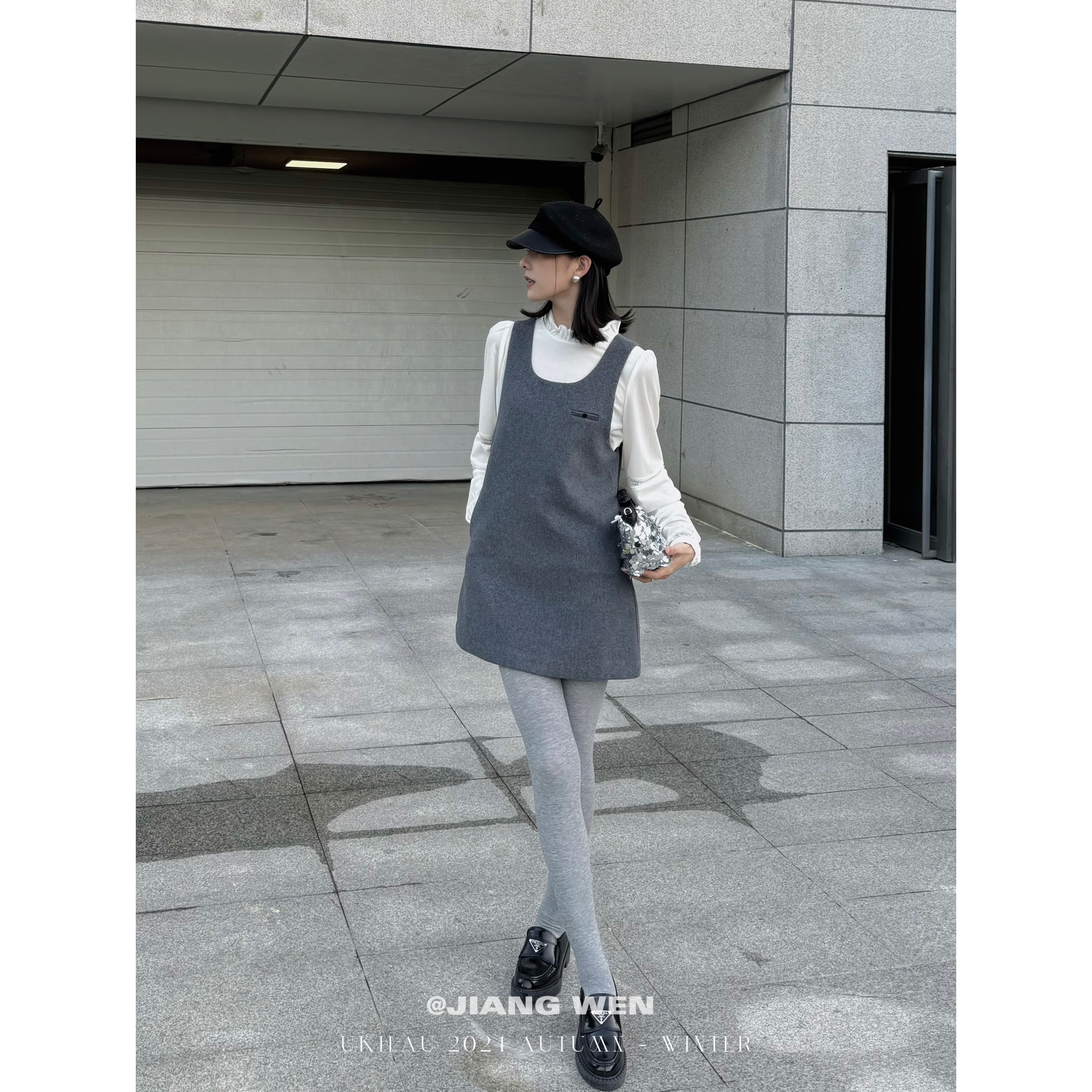 UKILAU【格雷女孩】法式气质高级感小香风毛呢背心连衣裙