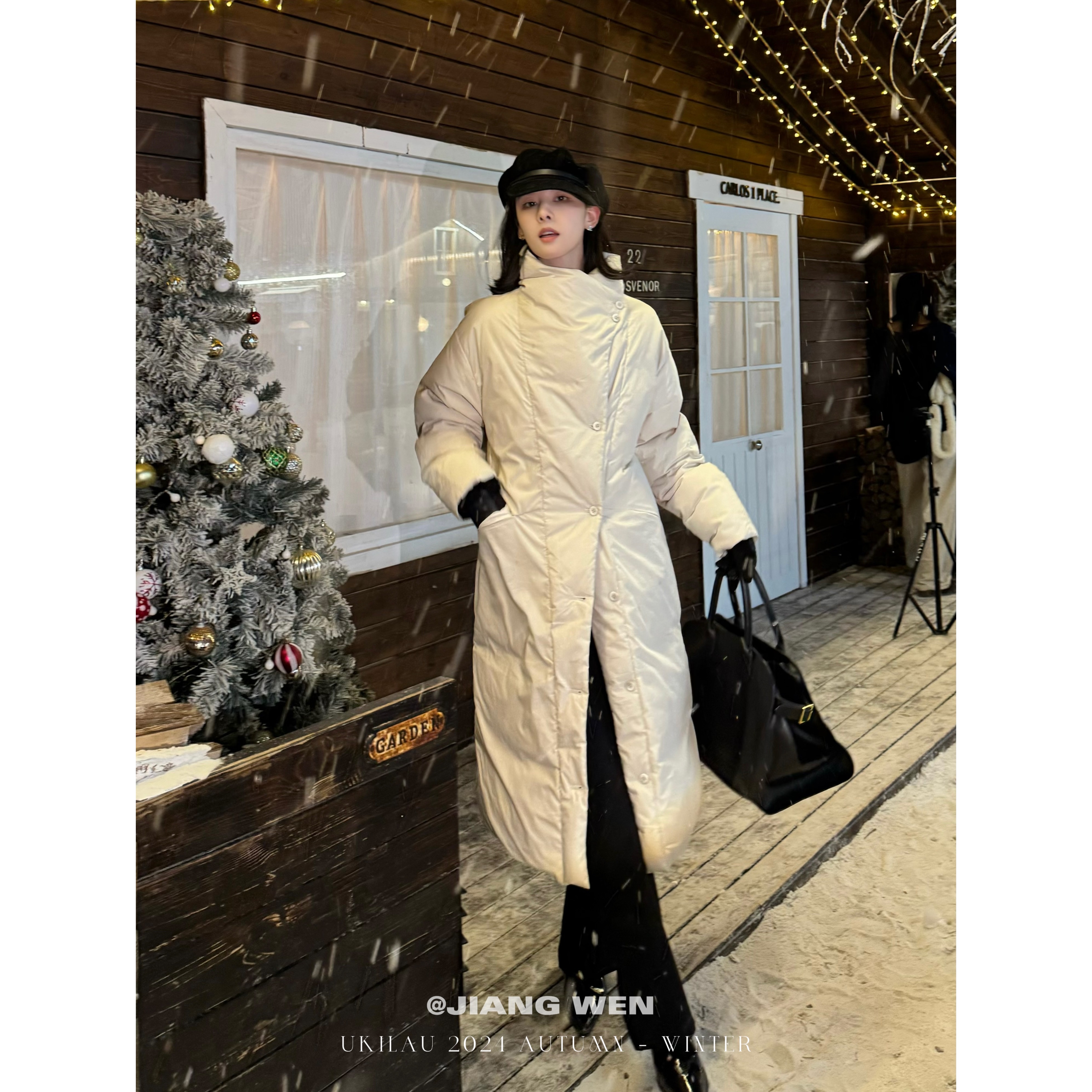 UKILAU【极简欧包】中长款90白鸭绒设计感歪扣韩版过膝大衣外套