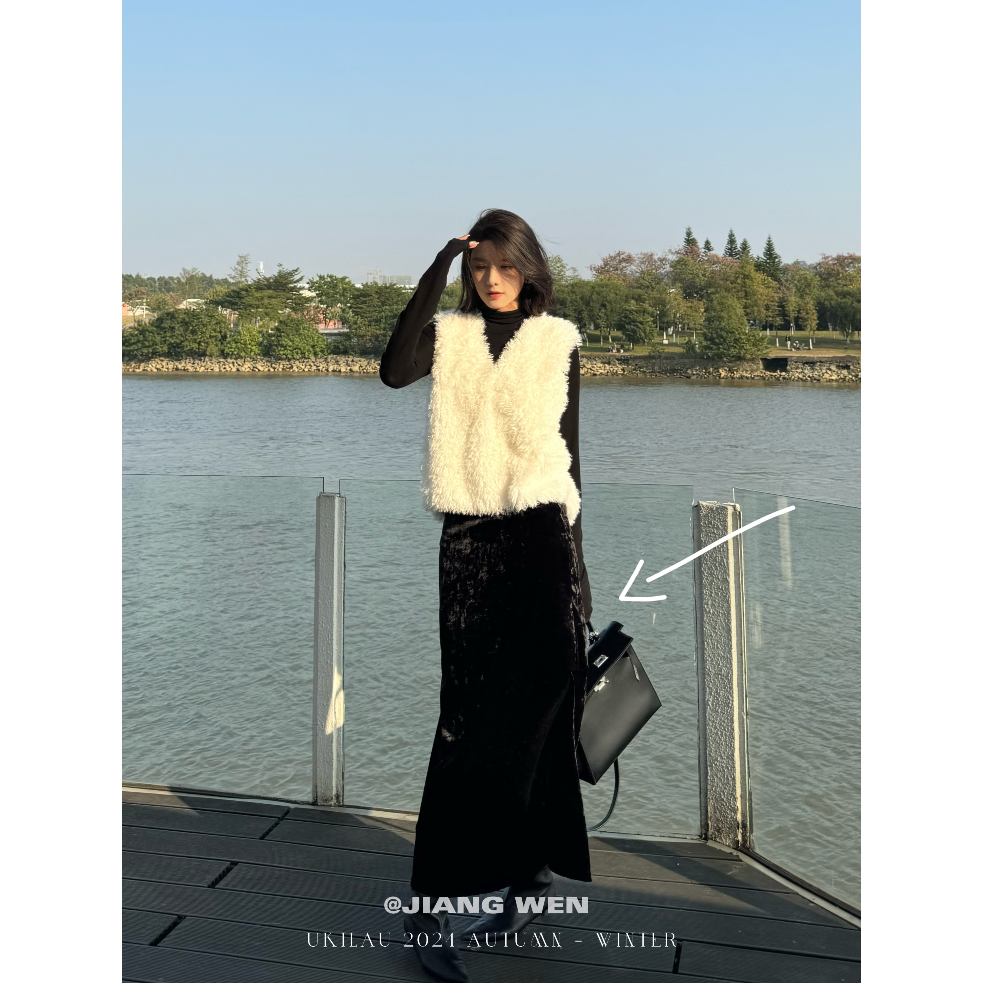 UKILAU【砖石绒半裙】气质显瘦垂感黑色百搭丝绒半身裙