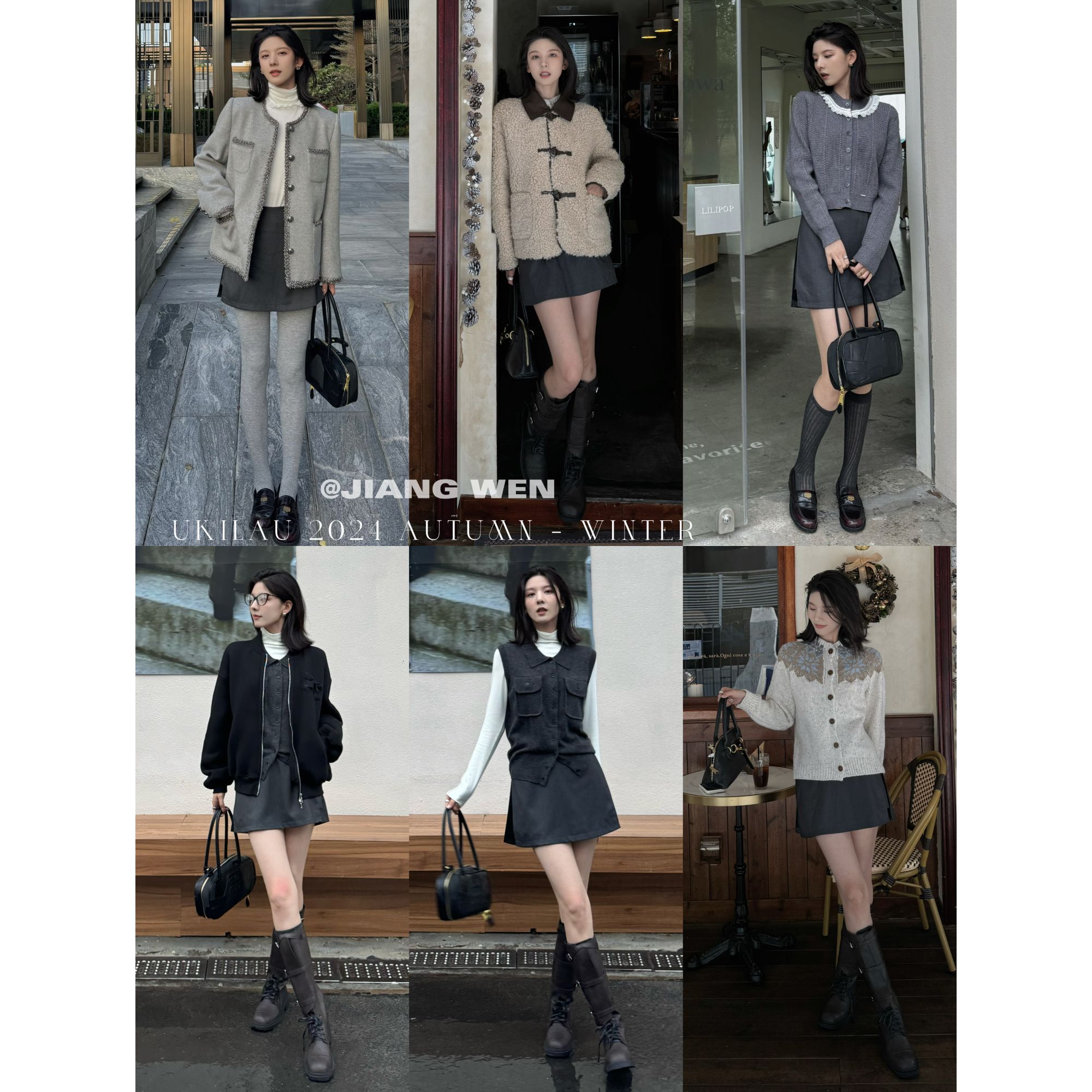 UKILAU【轻miu裤裙】灰色经典设计感显瘦高腰百搭A字半身裙