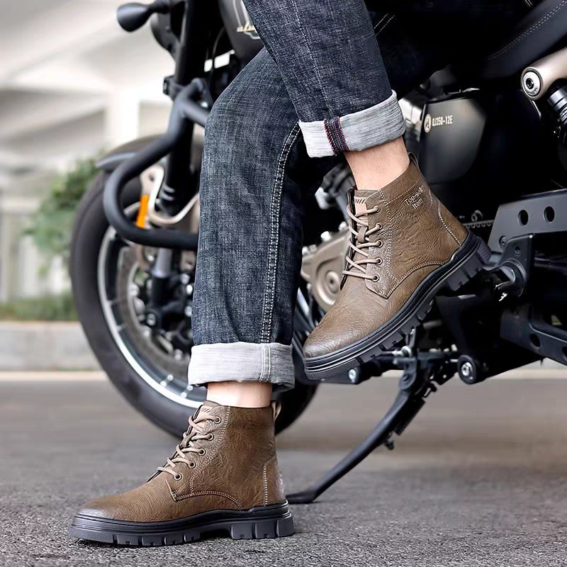 靴加绒靴工装秋冬新款男士工装中筒雪地马丁皮靴棉鞋靴保暖靴