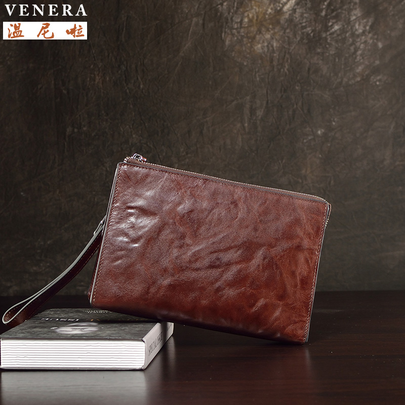 真皮手包牛皮男士手拿包时尚潮流皮钱包手抓包大容量信封包商务潮