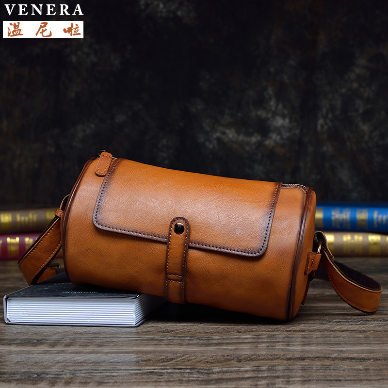 头层牛皮胸包真皮斜挎包女时尚复古单肩包男包多功能情侣款小背包
