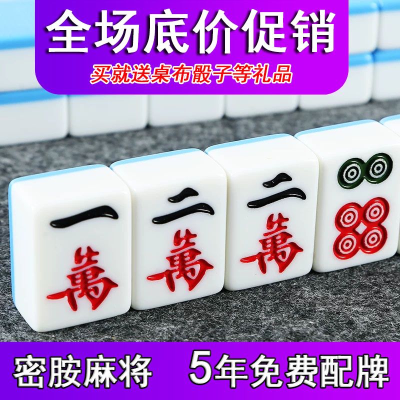 家用麻将中大号手搓麻将牌大号四川麻将牌送桌布手打特大号