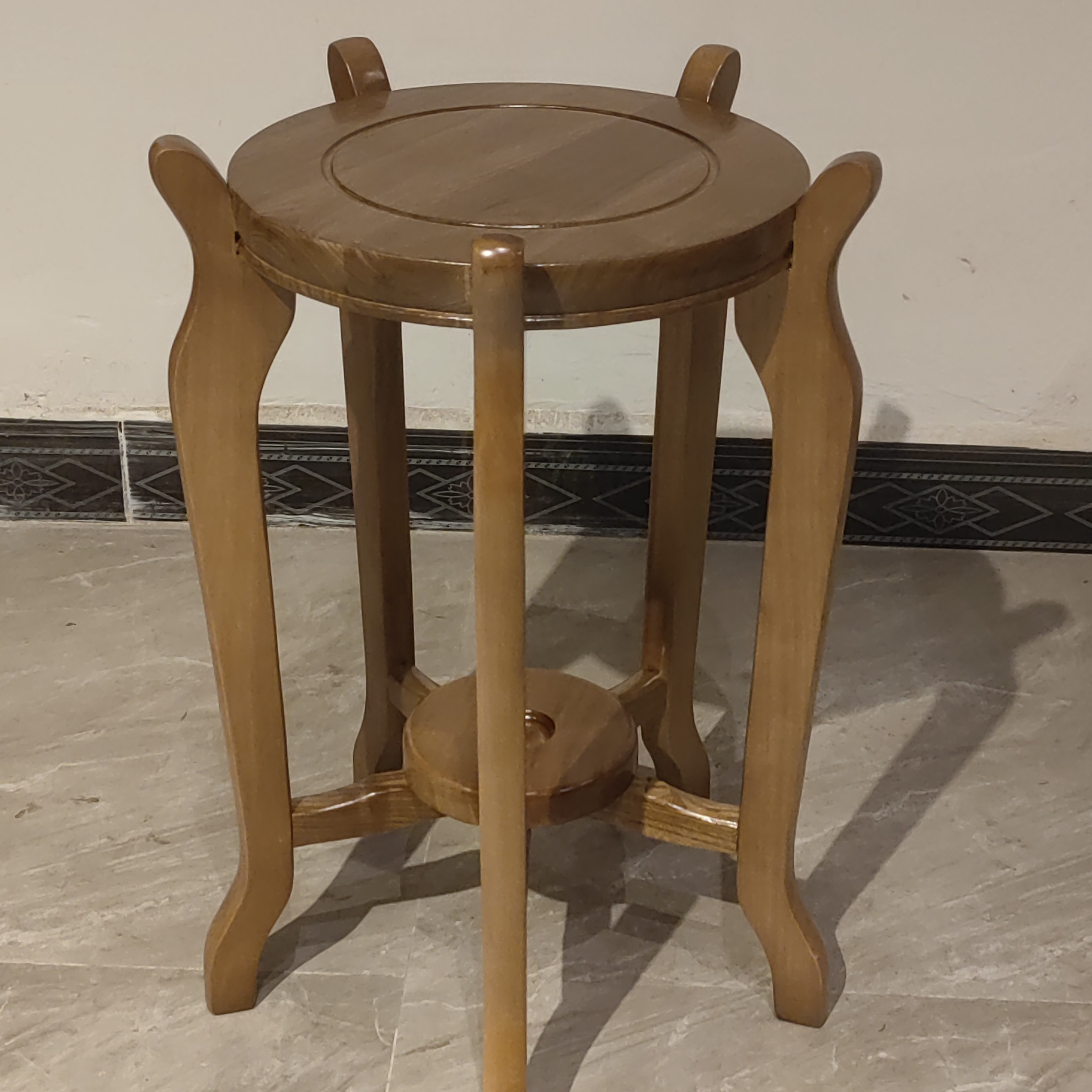 实木纯原木中式古典新中式榫卯花架角几花瓶架鱼缸架石头摆件架子