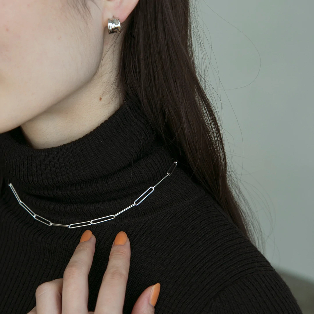 链子925银 回形针日常百搭款重工ins风小众设计高级感简约毛衣链