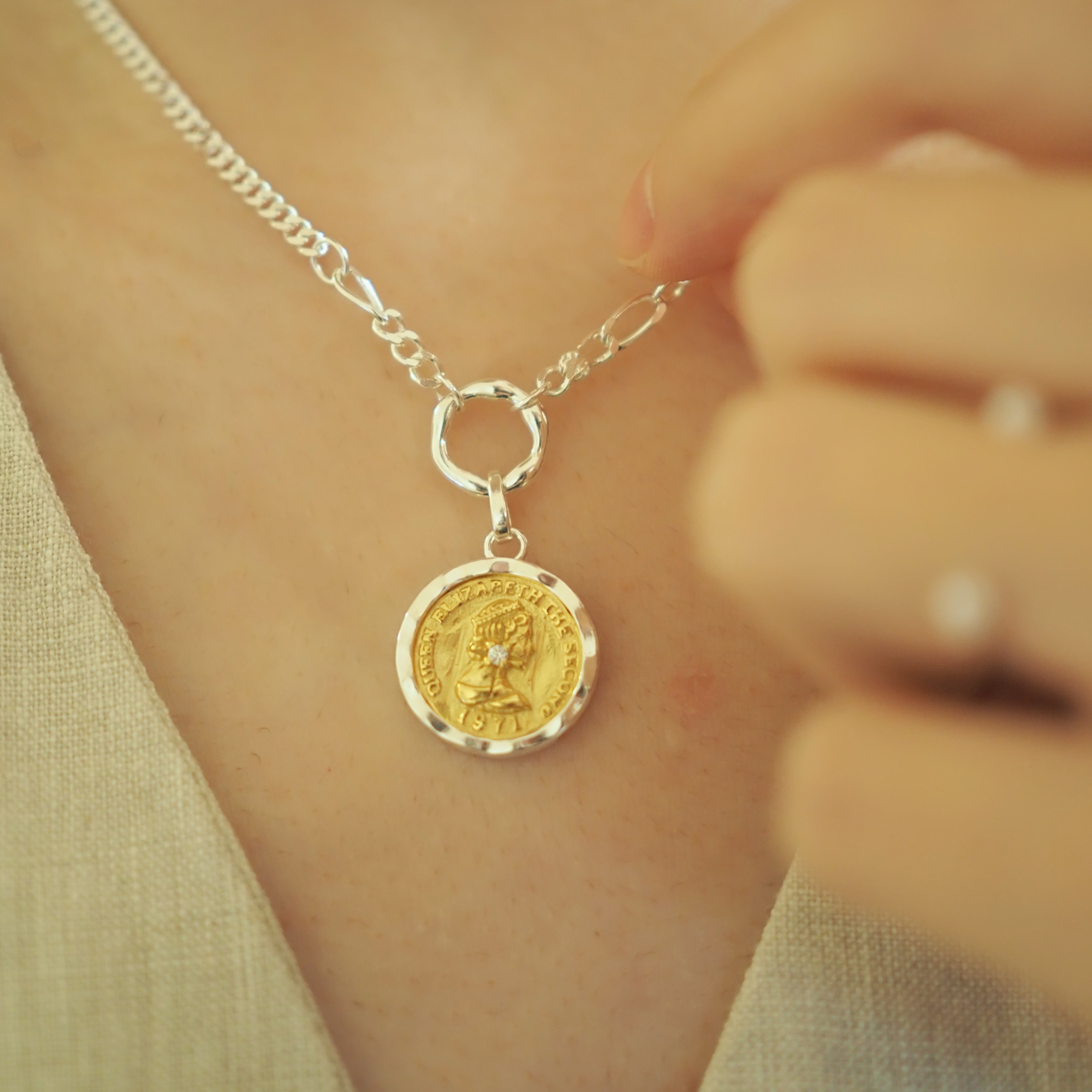 吊坠925银 复古人像铜币造型男女百搭气质款小众设计高级感单吊坠