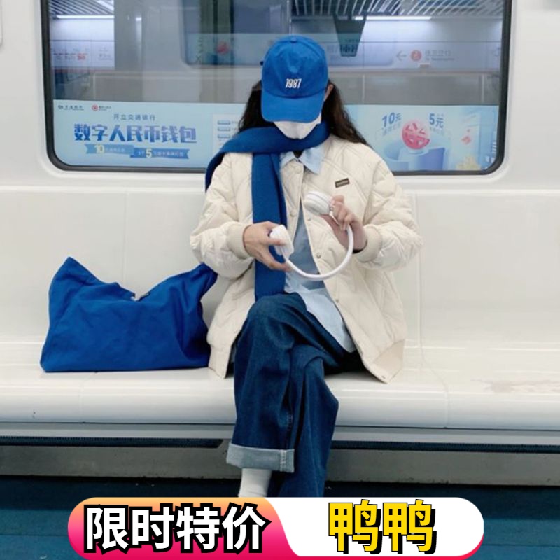 鸭鸭2023年新款冬季羽绒服设计感小众羽绒服外套菱格棒球羽绒服ov