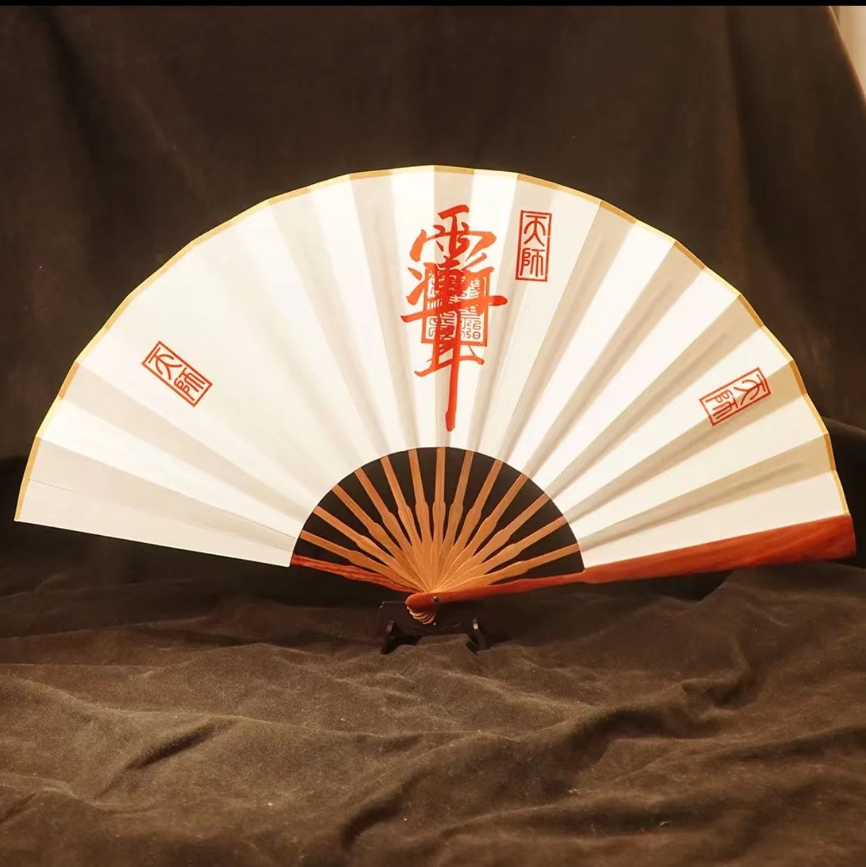上清古镇手绘黑骨扇子国风饰品