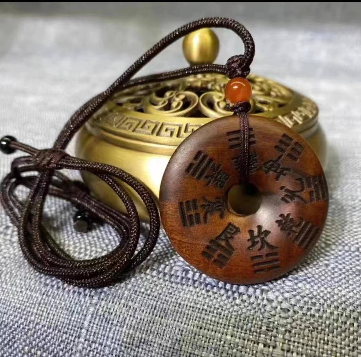 上清古镇雷击枣木紫薇国风视频吊坠纯手工打造