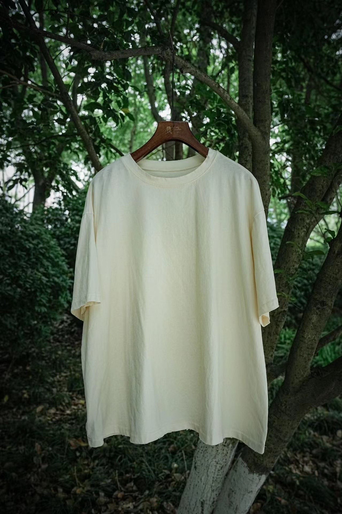 疯子张原创复古棉麻做旧纯棉百搭男女同款短袖T恤08001夏季纯色