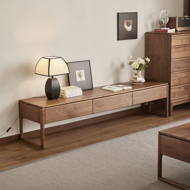 梵而北美黑胡桃木电视柜轻奢极简博斯电视机柜