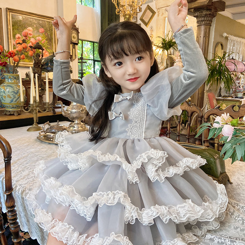 女童蓬蓬裙洛丽塔女宝宝加绒加厚裙子儿童tutu裙礼服秋冬公主裙洋