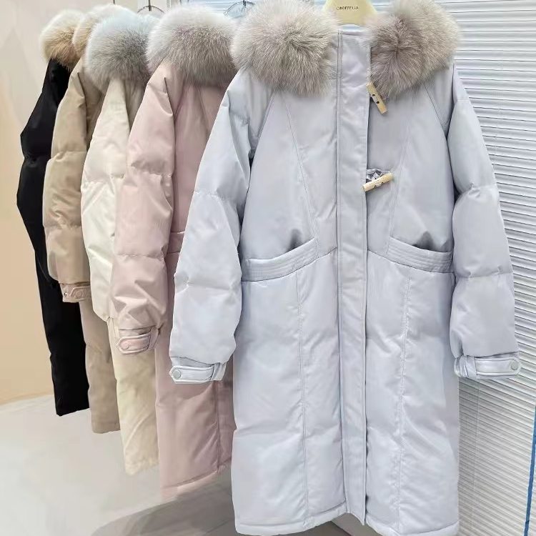 2024年新款时尚过膝加厚棉服冬季中长款韩版